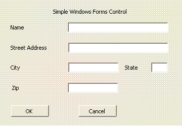 Screenshot che mostra un semplice controllo Windows Forms.