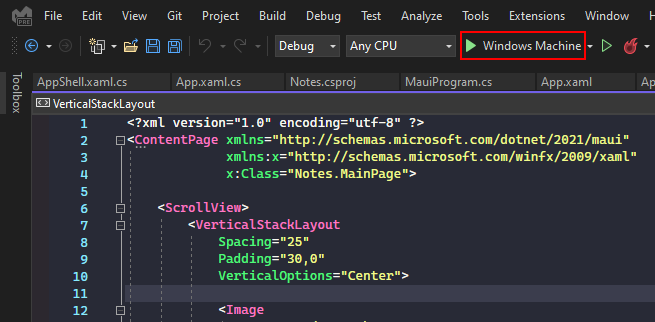 Pulsante Debug destinazione di Visual Studio con il testo Computer Windows.