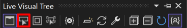 Screenshot del pulsante Seleziona elemento nell'applicazione in esecuzione nella barra degli strumenti della struttura ad albero visuale attiva.