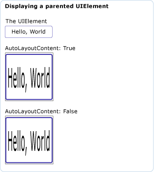 AutoLayoutContent con elemento UIElement con padre