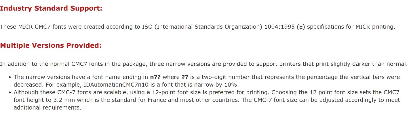 Specifiche MICR CMC-7.