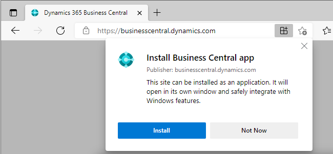 illustrazione di un pulsante per installare un'app in Edge.