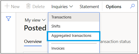 Comando Transazioni aggregate per i rendiconti registrati.