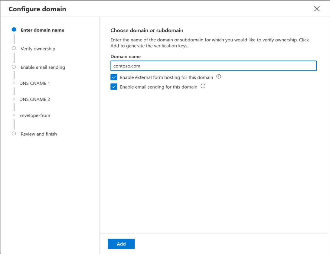 configura nuovo dominio