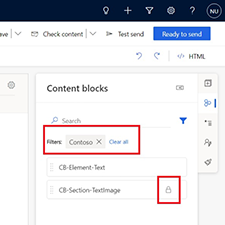 Ricerca di tag dei blocchi di contenuto.