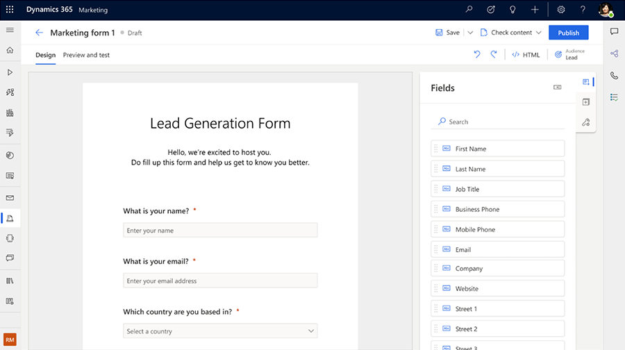 Screenshot dei moduli di Customer Insights - Journeys.