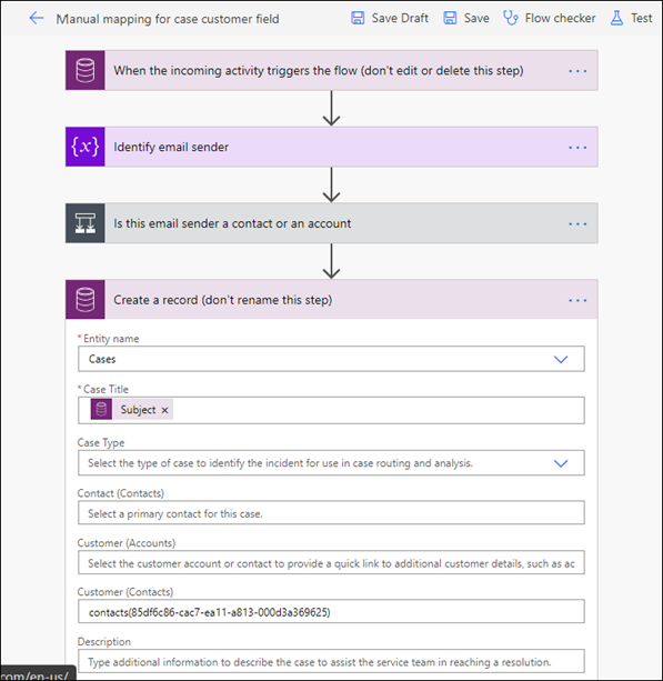 Configurare il mapping manuale per la creazione del contatto.