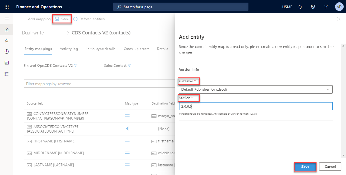 Specifying a publisher and a version number.