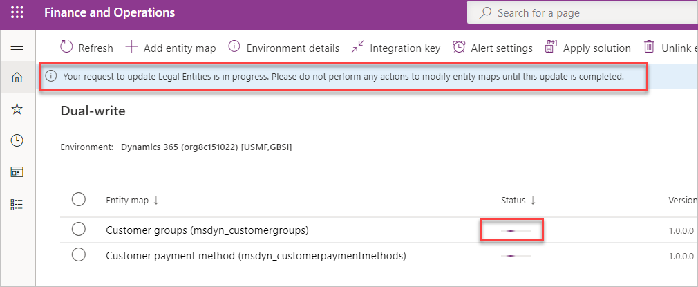 Update legal entities is in progress.