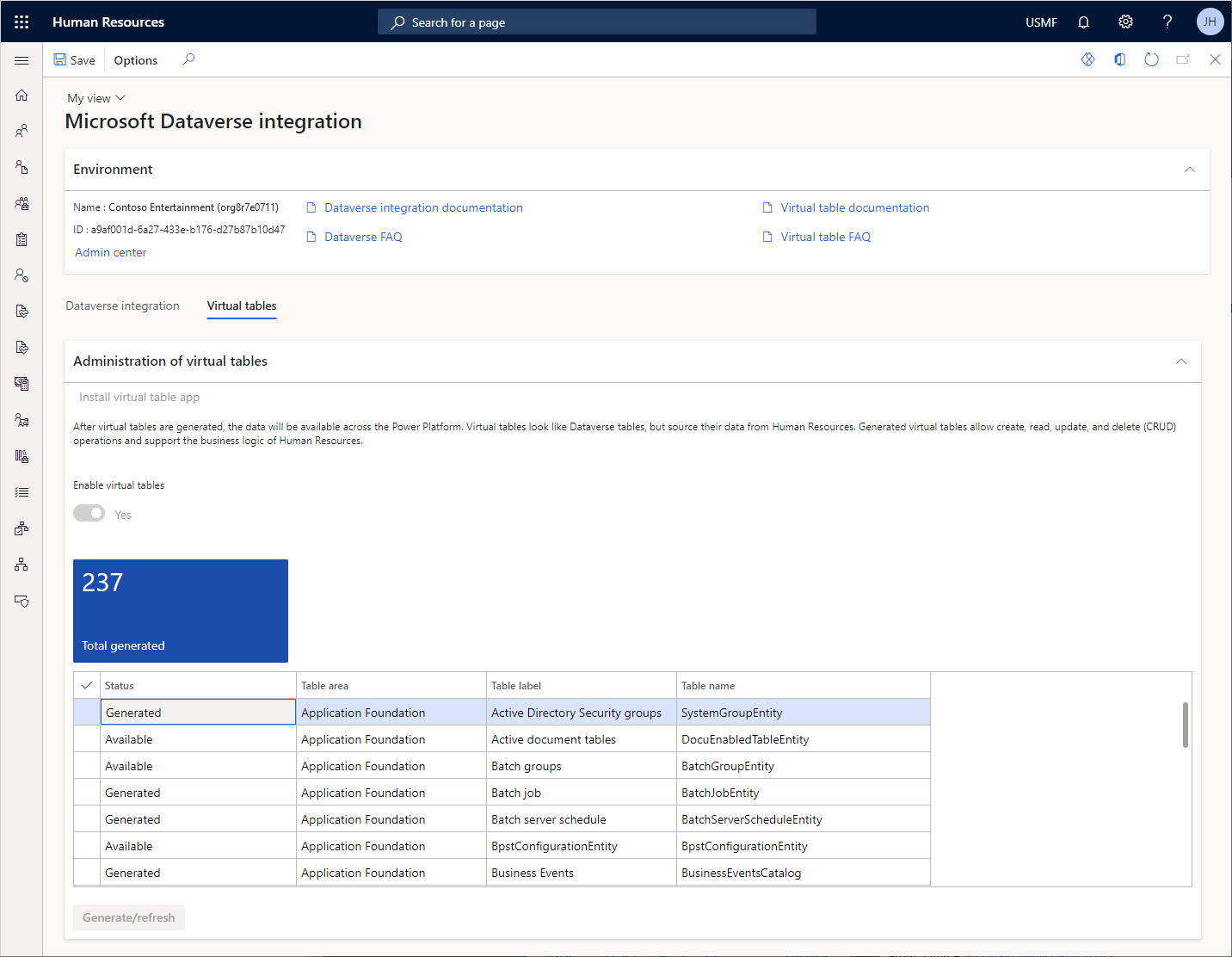 Integrazione di Dataverse.