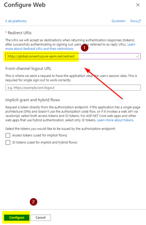 Microsoft Graph Redirect URI.