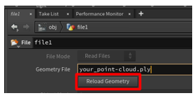 Pulsante Reload Geometry.