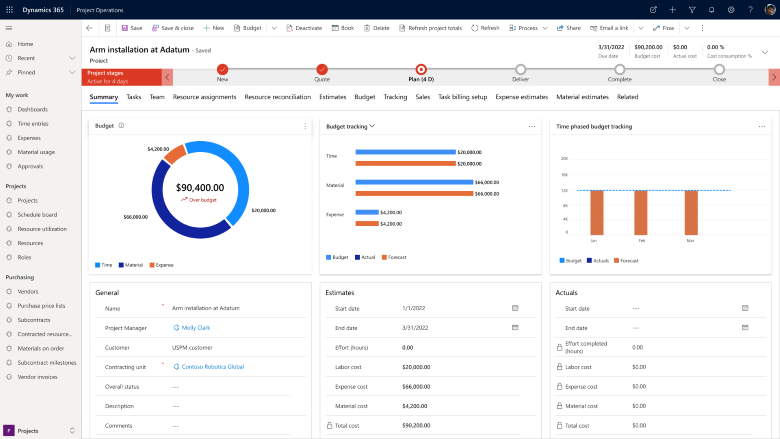 Report predefiniti per tenere traccia del costo effettivo rispetto a quello preventivato in termini di tempo, materiali e spese.