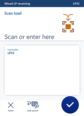 Passaggio di ricezione della targa con l'app per dispositivi mobili Warehouse Management.