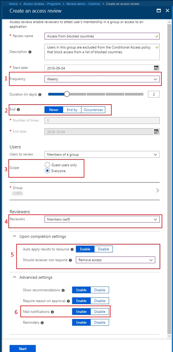 Creare un riquadro di verifica di accesso per l'esempio 1