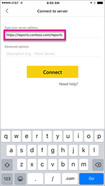 App Power BI per dispositivi mobili con URL esterno