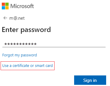 Screenshot dell'accesso con il certificato.