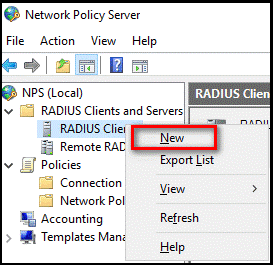 Creare un nuovo client RADIUS nella console NPS