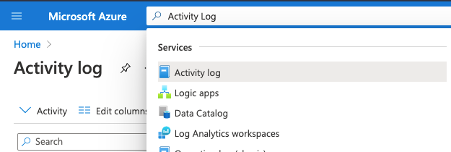 Screenshot che mostra come passare al log attività nel portale di Azure