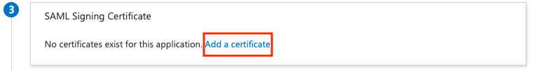 Screenshot che mostra l'opzione Create new SAML Certificate (Crea nuovo certificato SAML).