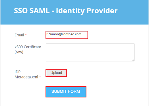 Screenshot che mostra la schermata di configurazione di SSO SAML - Identity Provider.