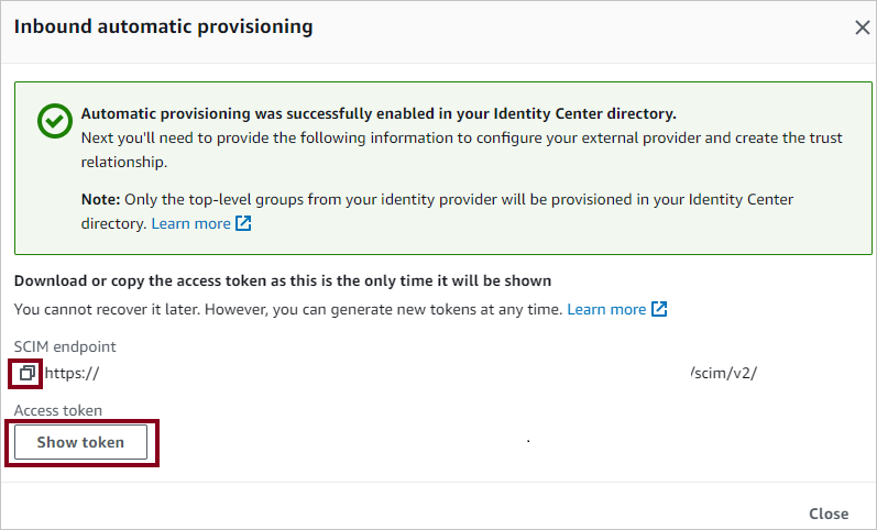 Screenshot dell'estrazione delle configurazioni di provisioning.