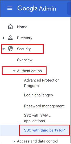 Pagina Security di G Suite.