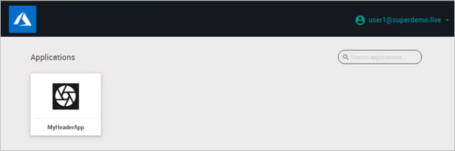 Screenshot della schermata Applications che mostra un'icona per MyHeaderApp.