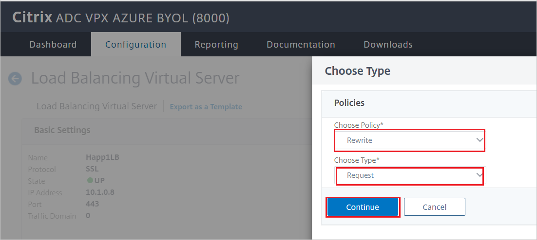 Configurazione di Citrix ADC - Finestra di dialogo Policies