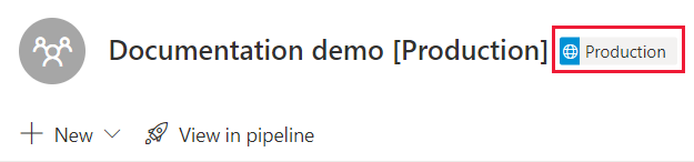 Uno screenshot del tag di produzione in un'area di lavoro della pipeline di produzione.