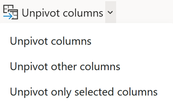 Screenshot dell'icona di trasformazione Colonne unpivot.