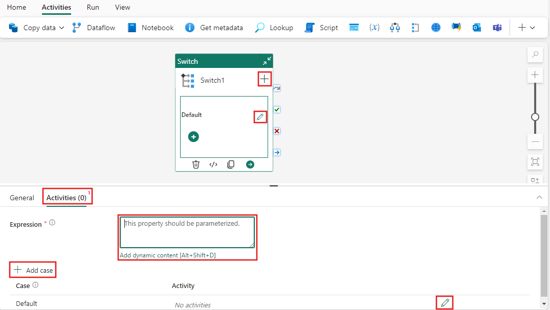 Screenshot che mostra la scheda Impostazioni dell'attività di ricerca, evidenziando la scheda e il punto in cui scegliere una nuova connessione.