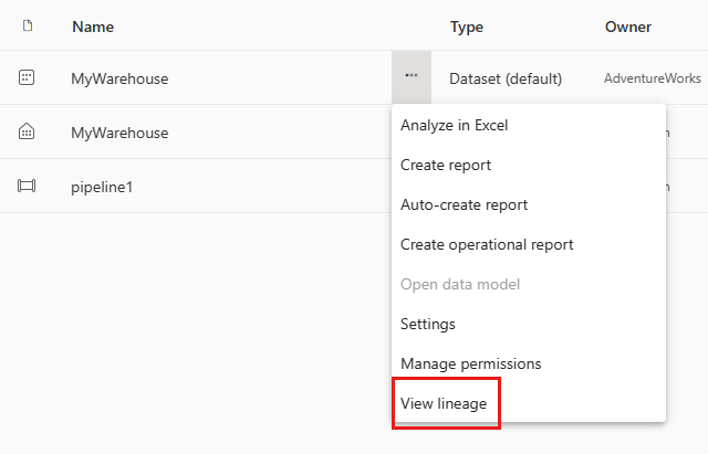 Screenshot dell'opzione di visualizzazione di derivazione nel menu delle opzioni.