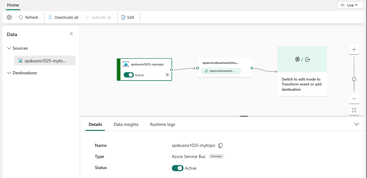 Screenshot che mostra l'editor nella visualizzazione in diretta.