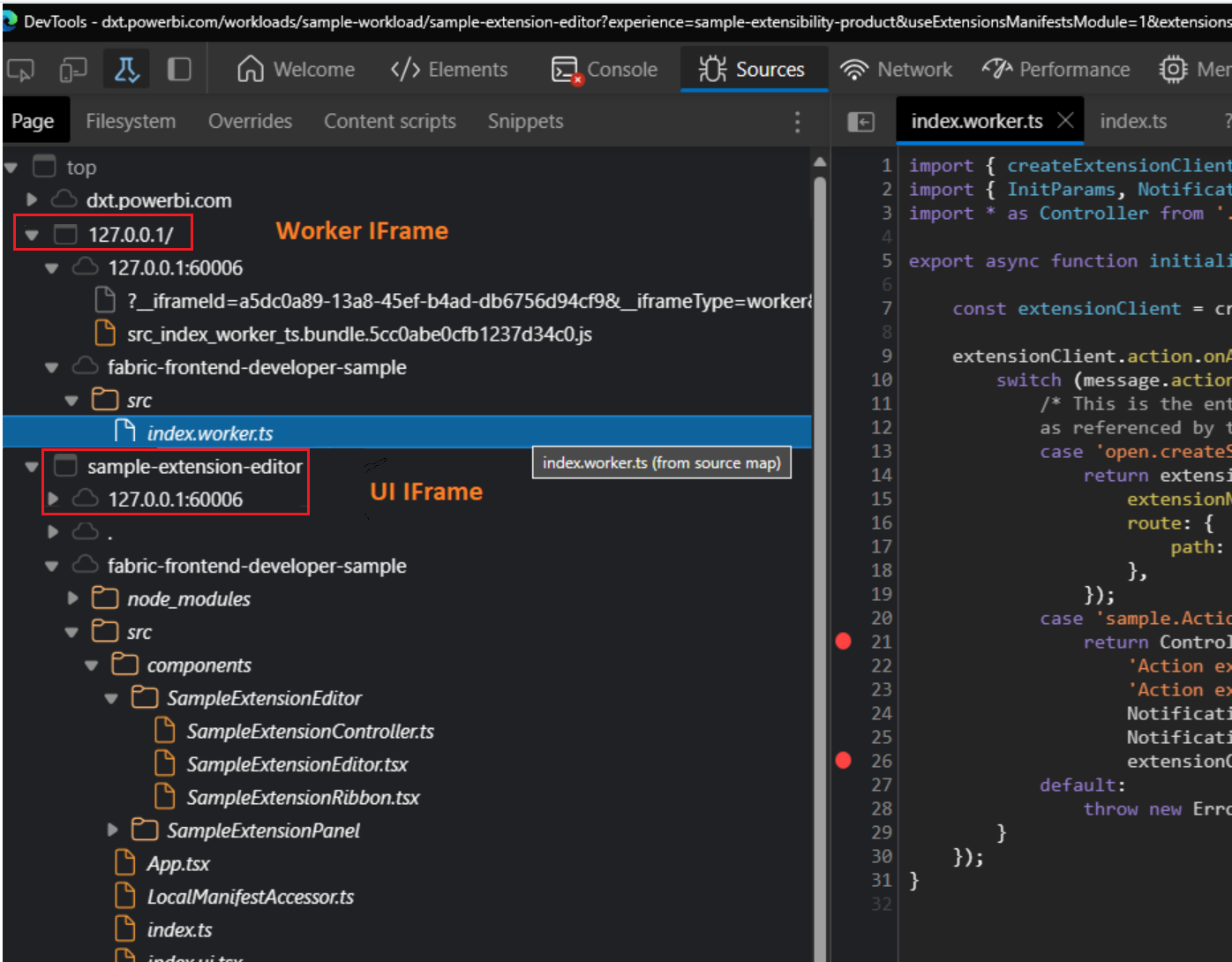 Screenshot del debug dei file in Visual Studio Code.