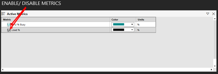 The Active Metrics section for enabling or disabling