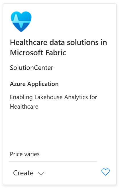 Screenshot dell'offerta di Azure Marketplace per le soluzioni per dati sanitari.