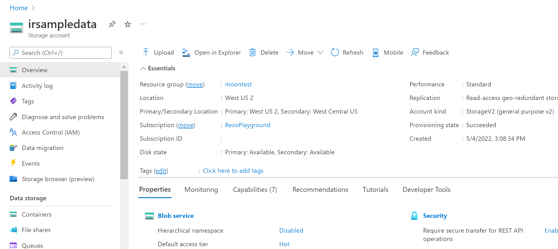 Abbonamento e tipo di account da utilizzare per l'onboarding di Raccomandazioni intelligenti.