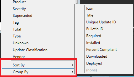 Configuration Manager raggruppare per colonna.