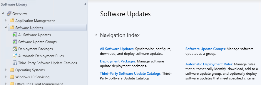 Configuration Manager l'indice di spostamento degli aggiornamenti software.