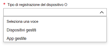 Tipo di registrazione del dispositivo