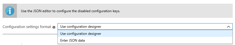 Formato delle impostazioni di configurazione - Usare Progettazione configurazione