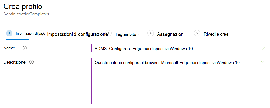 Creare un modello amministrativo di Windows ADMX nell'interfaccia di amministrazione di Microsoft Intune e Intune.