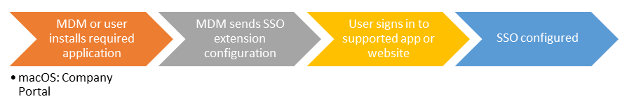 Grafico del flusso dell'utente finale durante l'installazione dell'estensione dell'app SSO nei dispositivi macOS in Microsoft Intune.