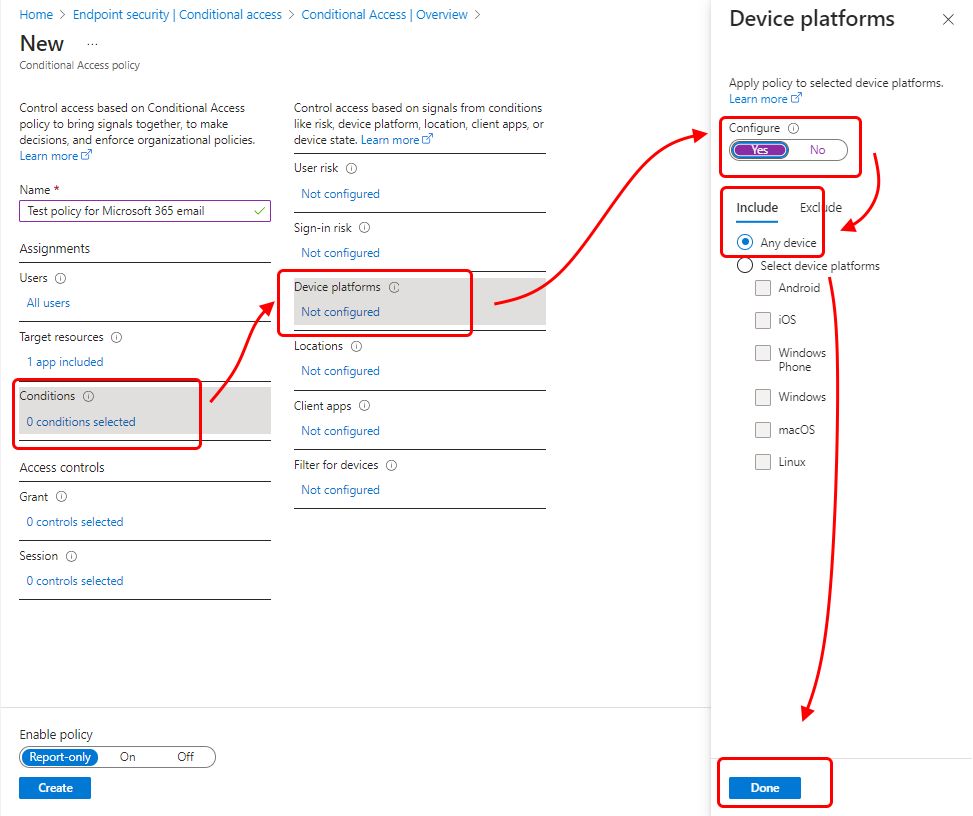 Configurare le piattaforme dei dispositivi