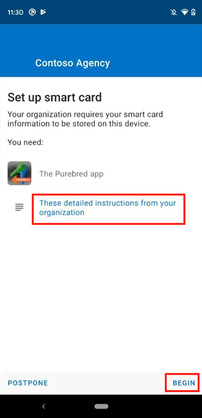 Screenshot della schermata Configura smart card dell'app Intune.