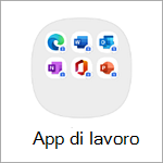 Screenshot della cartella del profilo di lavoro di un dispositivo Samsung Galaxy S20.