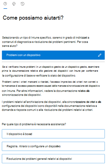 Screenshot che mostra le opzioni dello scenario filtrato nell'interfaccia di amministrazione di Intune.