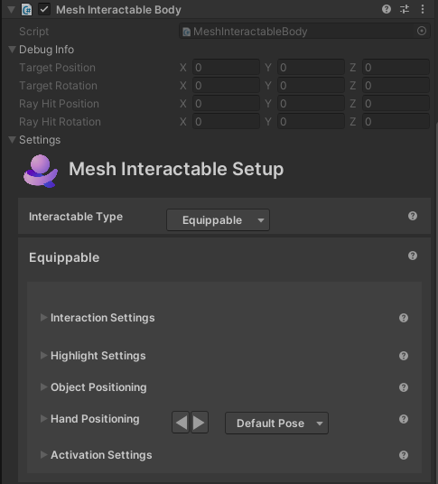 Screenshot del componente Corpo interagiscibile mesh.