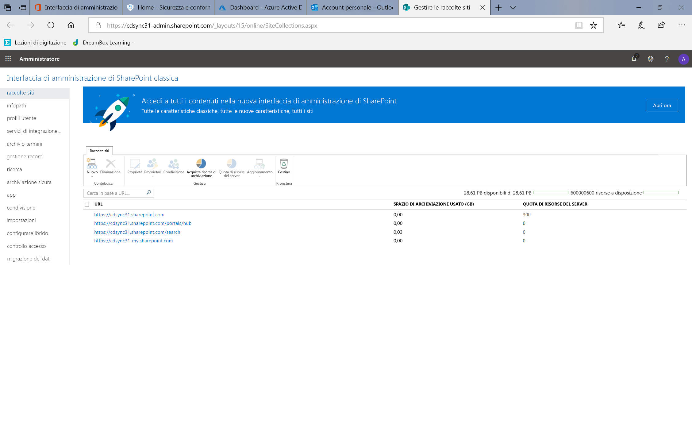 Configurare le impostazioni di amministrazione - SharePoint.